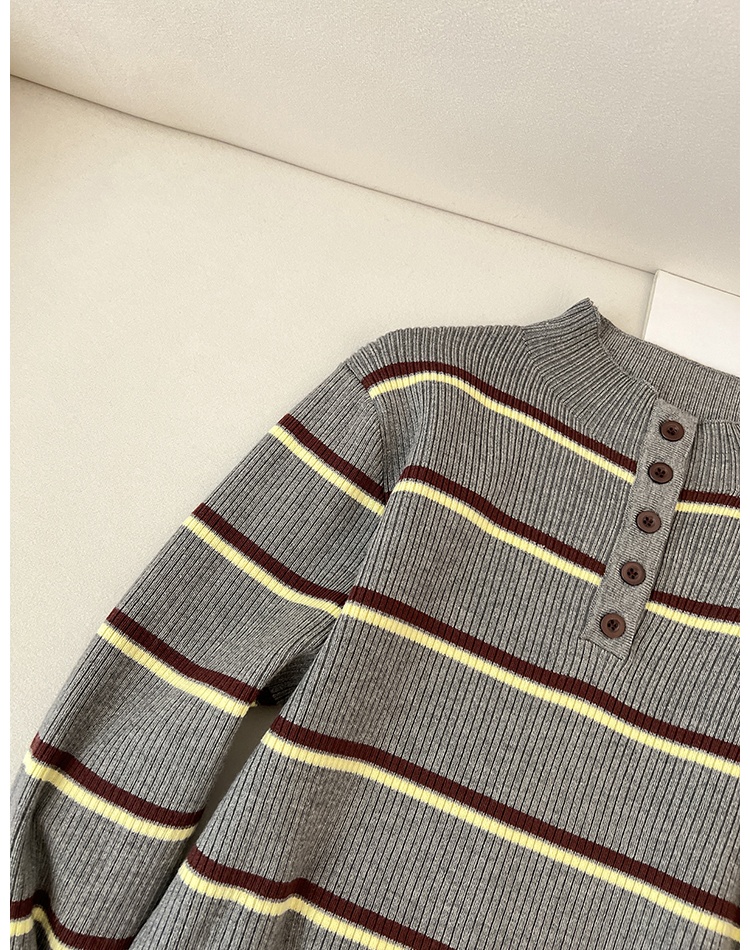 Long sleeve mixed colors stripe autumn and winter sweater