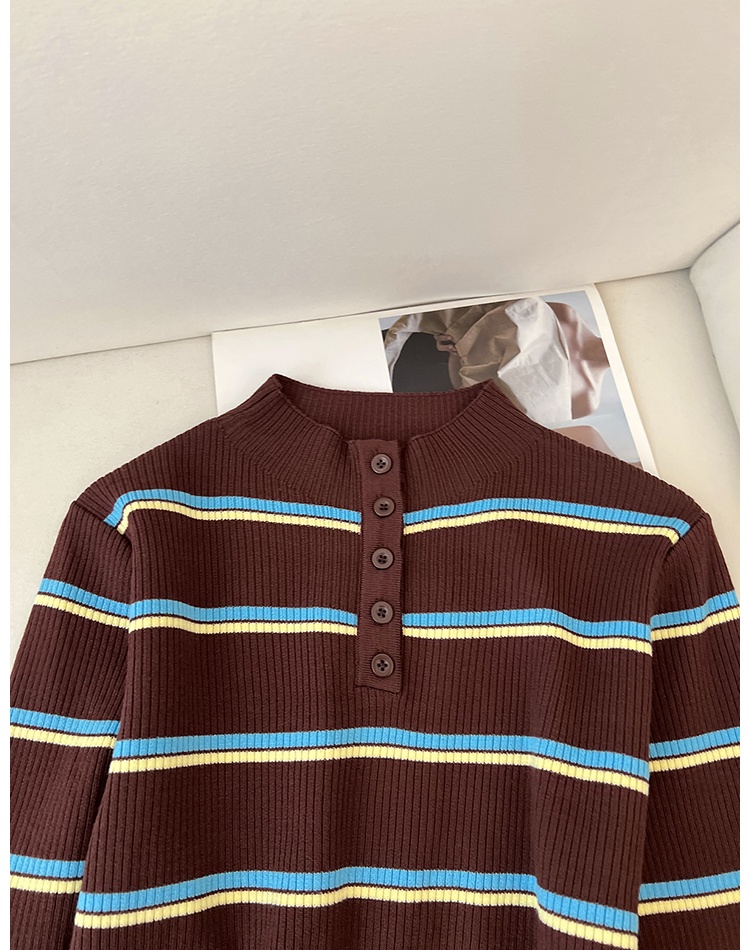 Long sleeve mixed colors stripe autumn and winter sweater