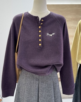 Knitted loose embroidery sweater Korean style all-match tops