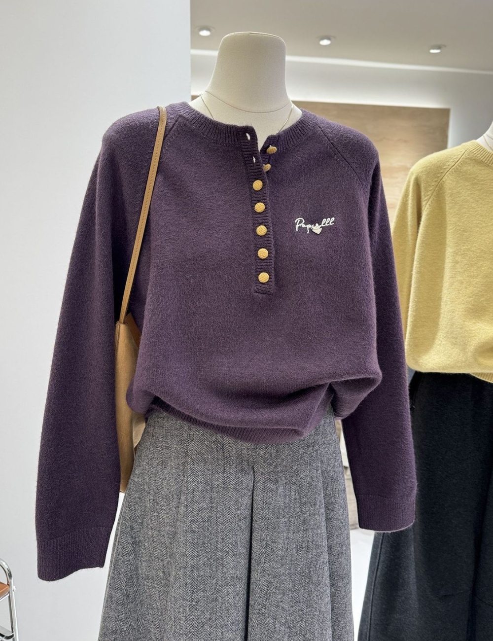 Knitted loose embroidery sweater Korean style all-match tops