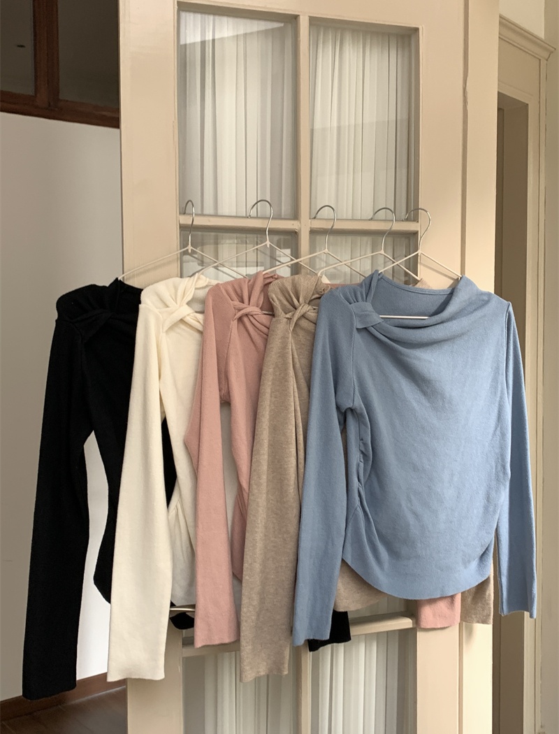 Bottoming autumn long sleeve sexy oblique collar sweater