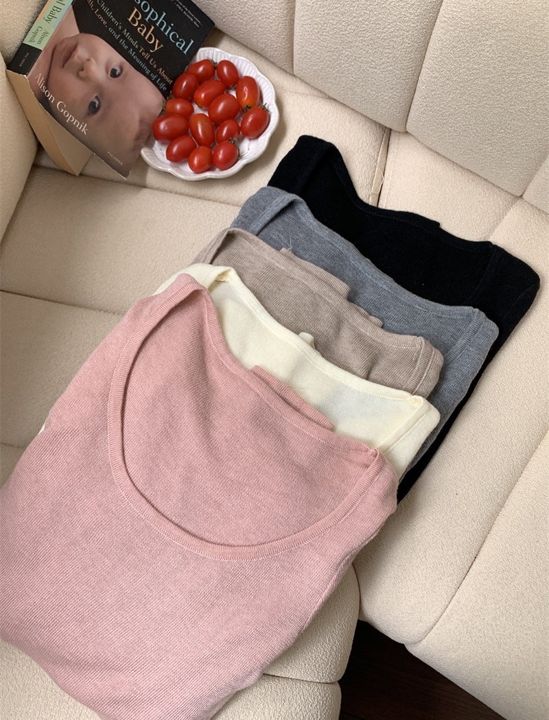 U-neck temperament slim knitted big elasticity autumn tops