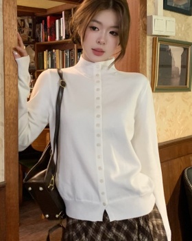 Retro knitted bottoming shirt all-match cardigan for women