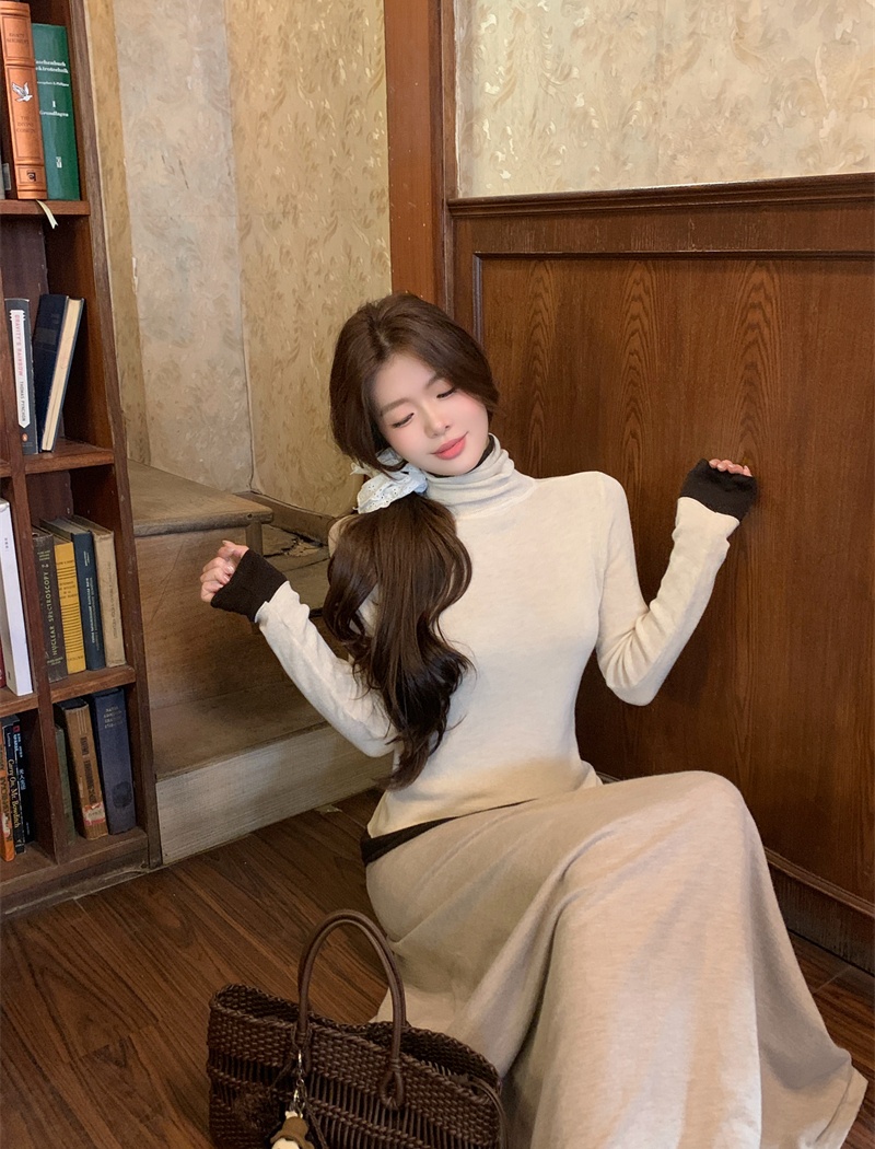 High collar bottoming shirt slim tops for women