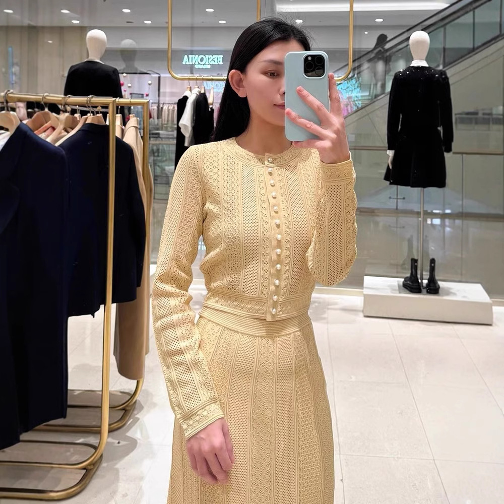 Chanelstyle skirt France style cardigan a set for women