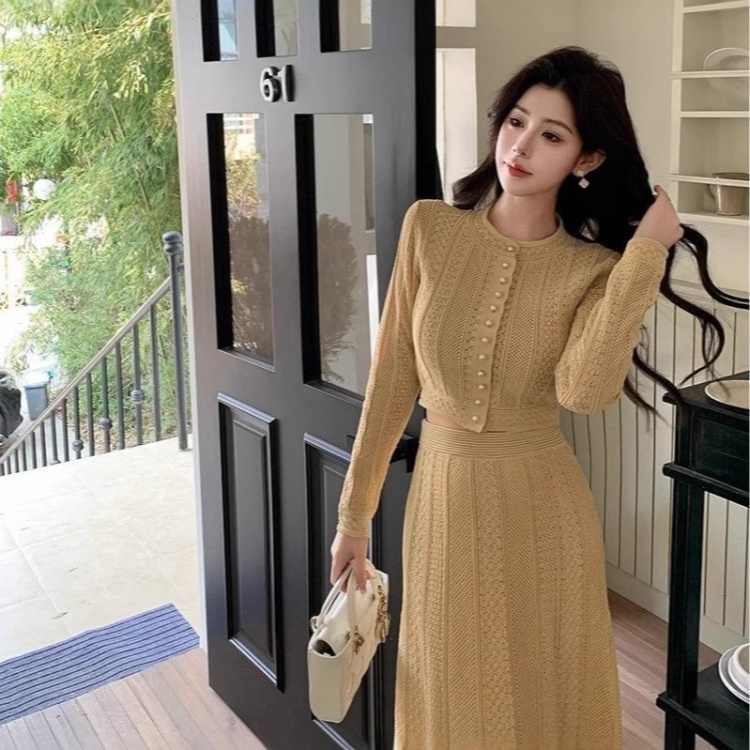 Chanelstyle skirt France style cardigan a set for women