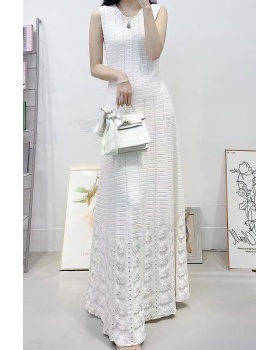 Temperament sleeveless slim dress knitted hollow vest