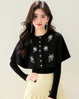 Autumn and winter sweater sequins cloak 2pcs set