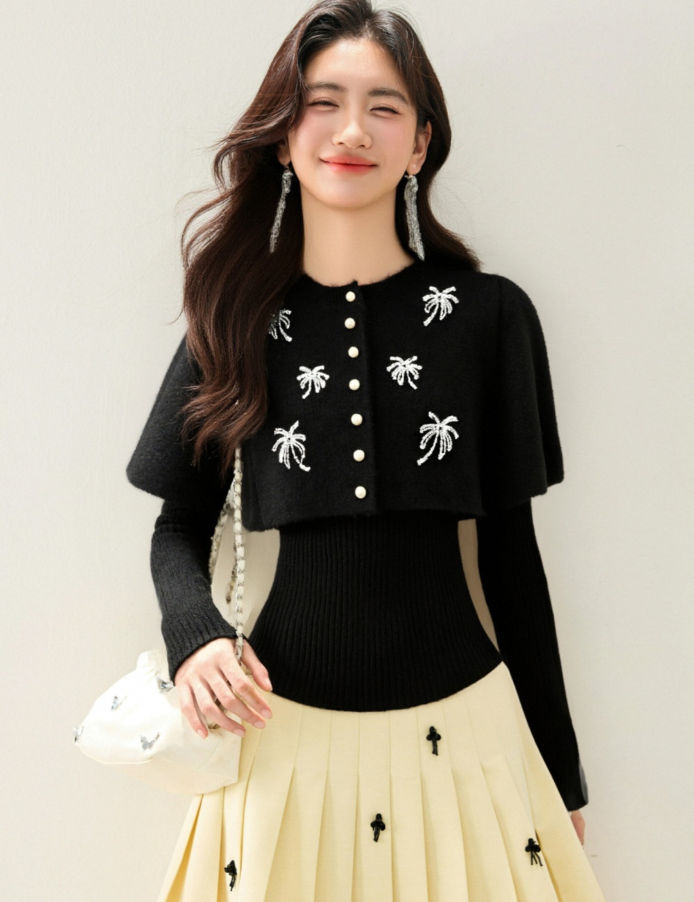 Autumn and winter sweater sequins cloak 2pcs set