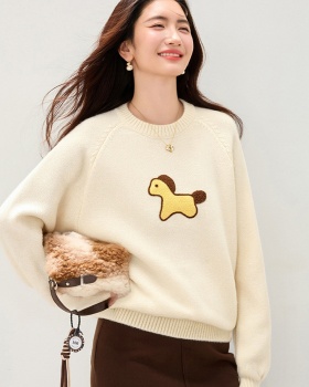 Korean style loose lovely tops dog short sweater for women