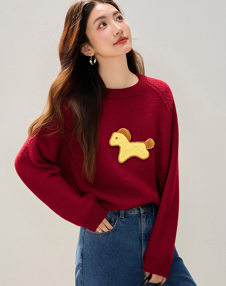 Korean style loose lovely tops dog short sweater for women