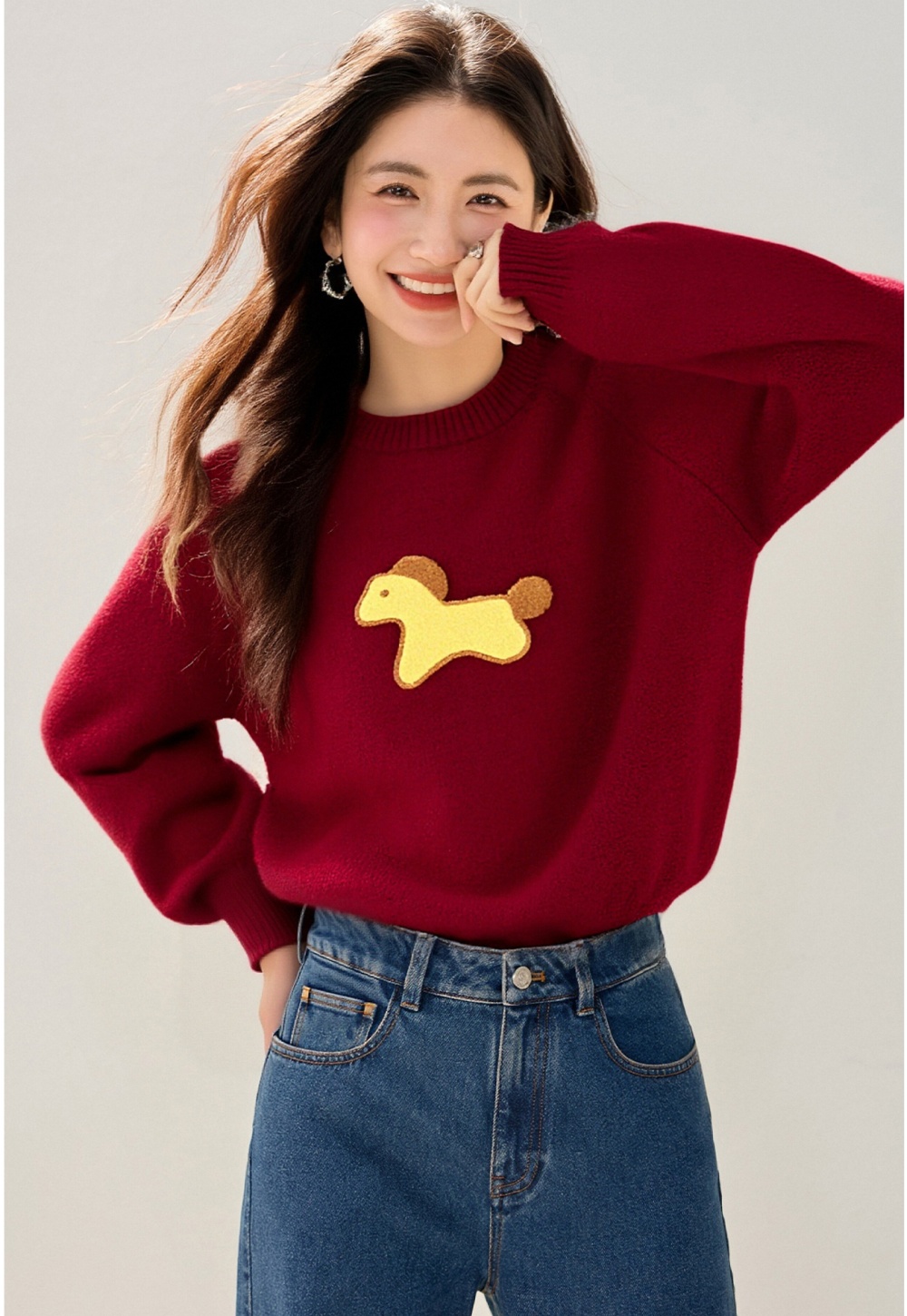 Korean style loose lovely tops dog short sweater for women