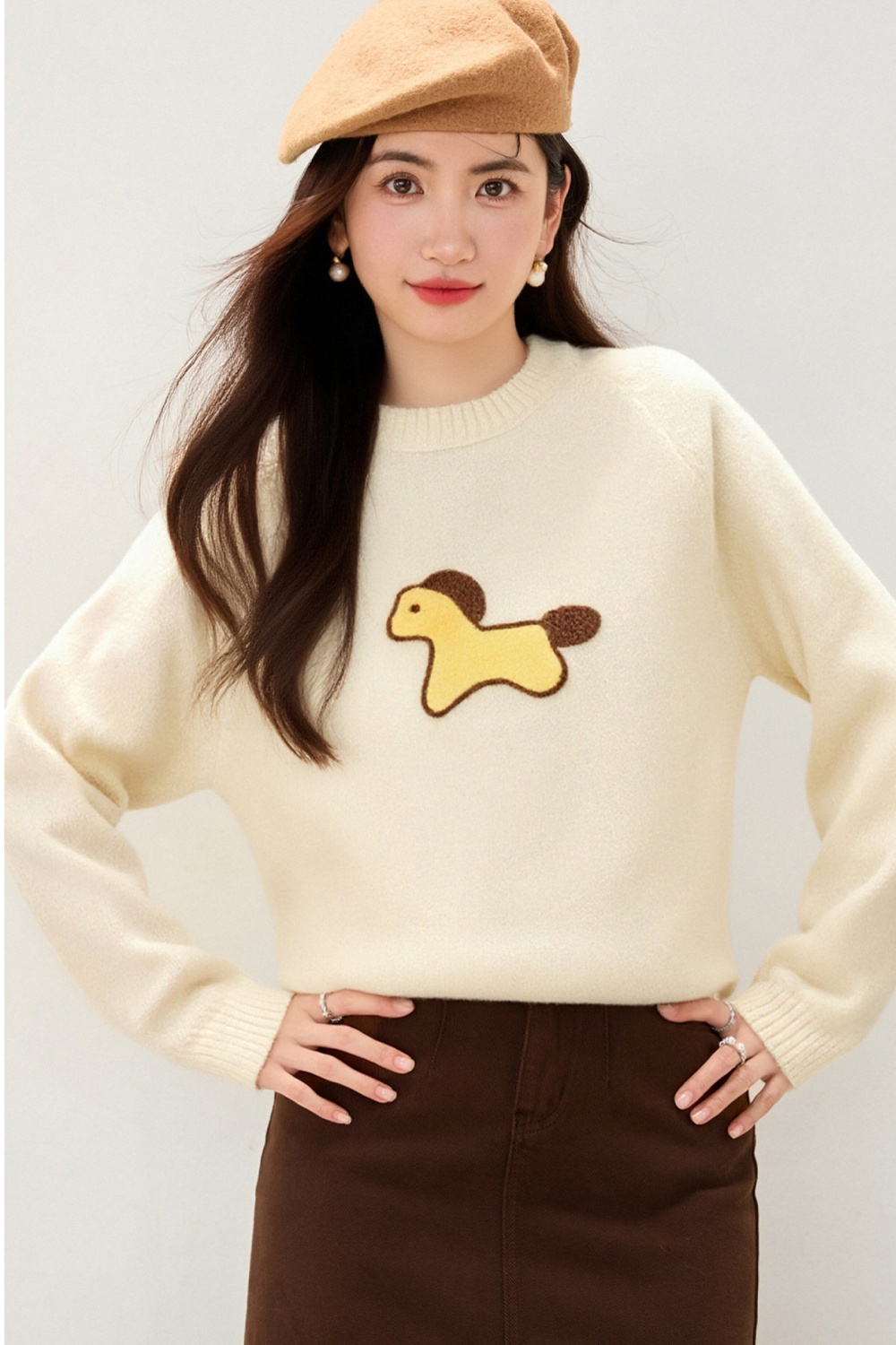 Korean style loose lovely tops dog short sweater for women
