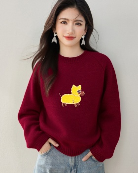 Loose Korean style sweet tops puppy lovely sweater for women