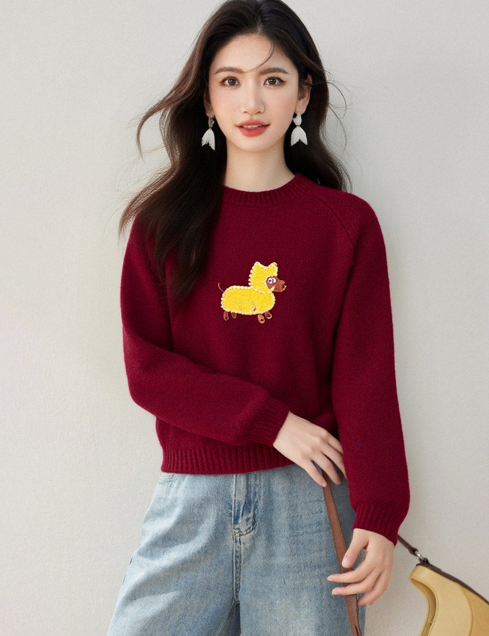 Loose Korean style sweet tops puppy lovely sweater for women