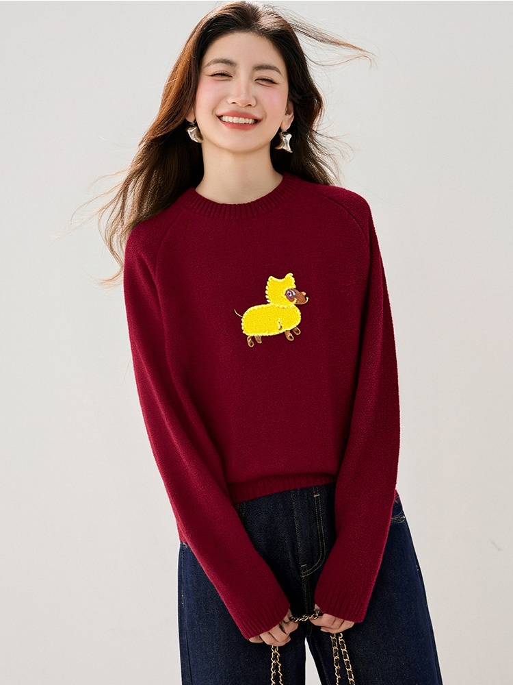 Loose Korean style sweet tops puppy lovely sweater for women