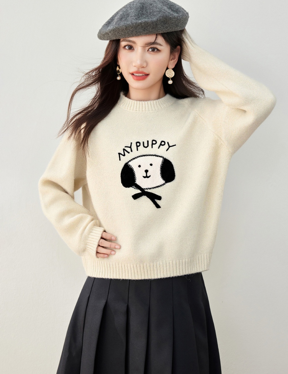 Sweet puppy tops lovely autumn and winter sweater