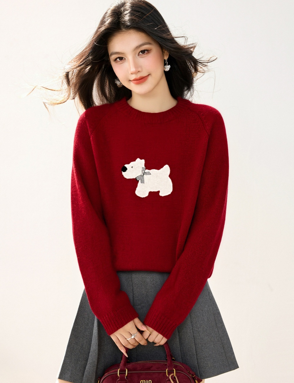 Puppy cartoon autumn and winter tops lazy loose sweater