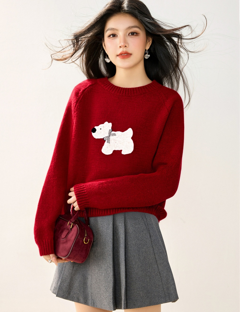 Puppy cartoon autumn and winter tops lazy loose sweater