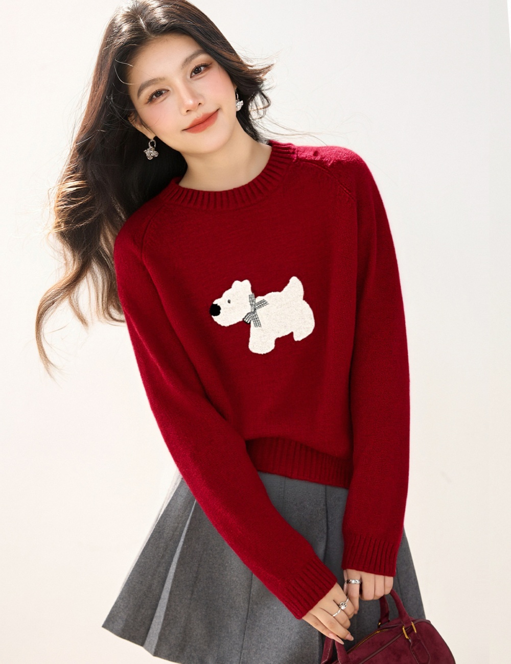 Puppy cartoon autumn and winter tops lazy loose sweater