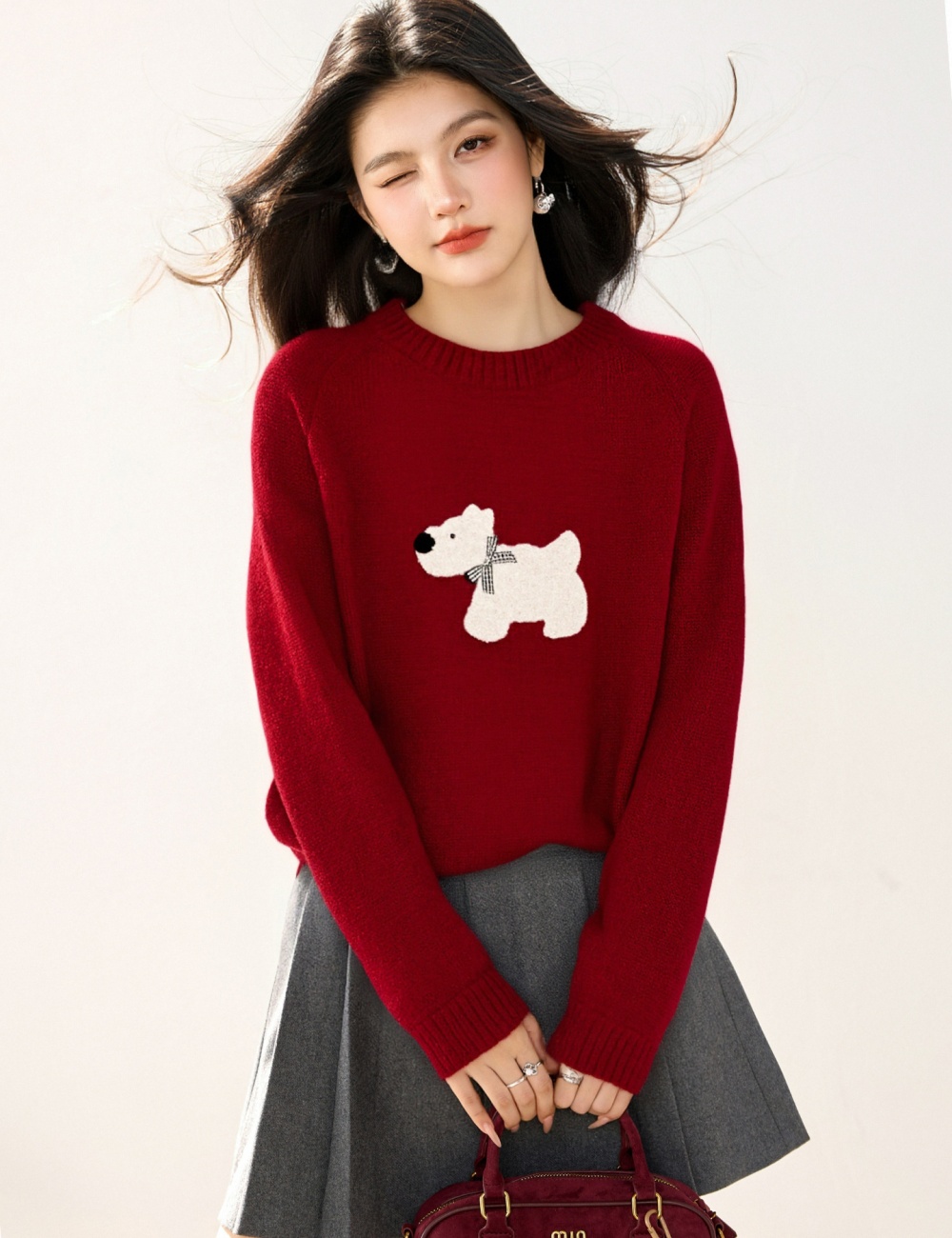 Puppy cartoon autumn and winter tops lazy loose sweater