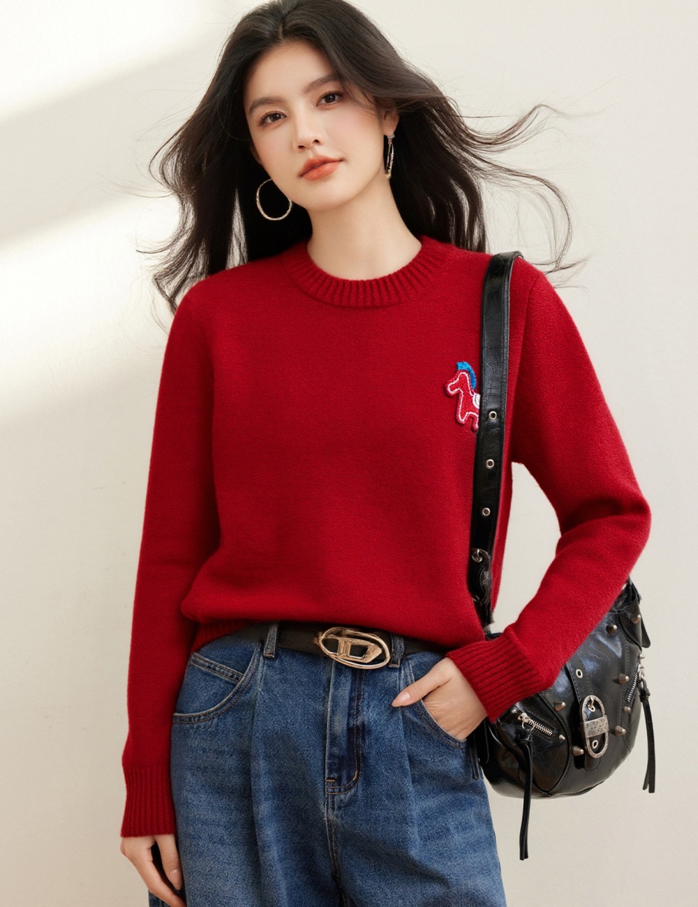 Retro slim Korean style tops loose all-match sweater