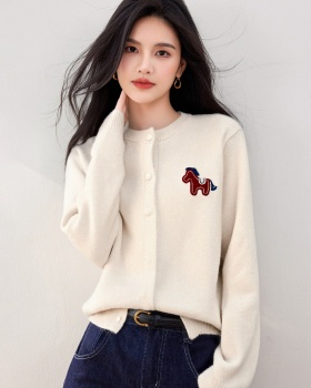 Pony embroidery tops cartoon sweater for women