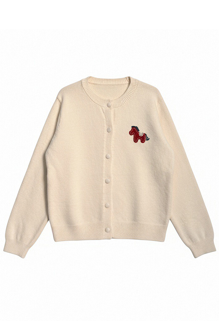 Pony embroidery tops cartoon sweater for women