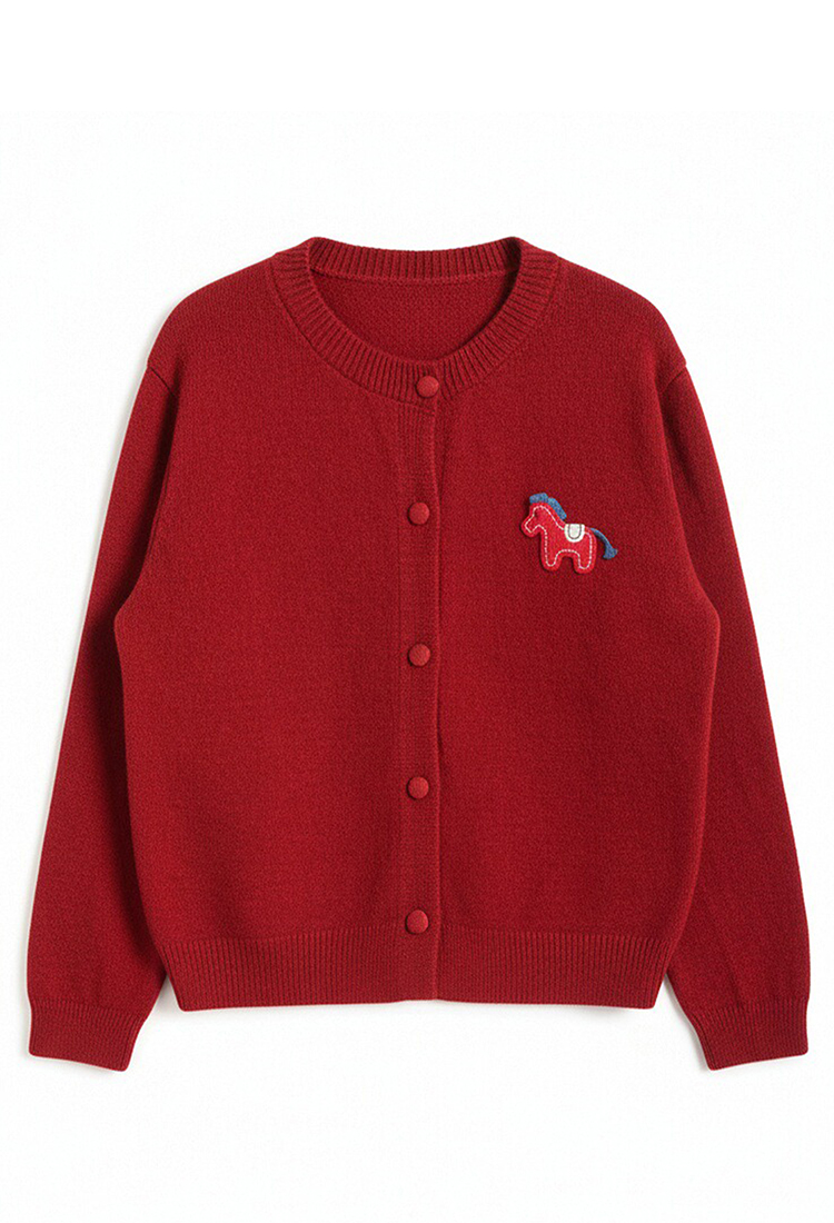 Pony embroidery tops cartoon sweater for women