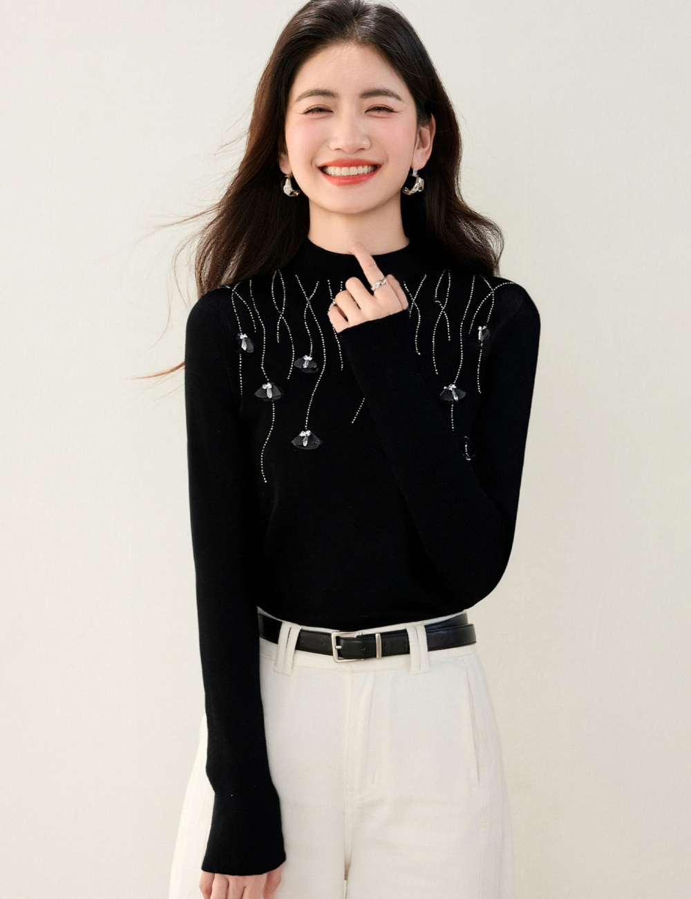 Temperament knitted Korean style tops for women