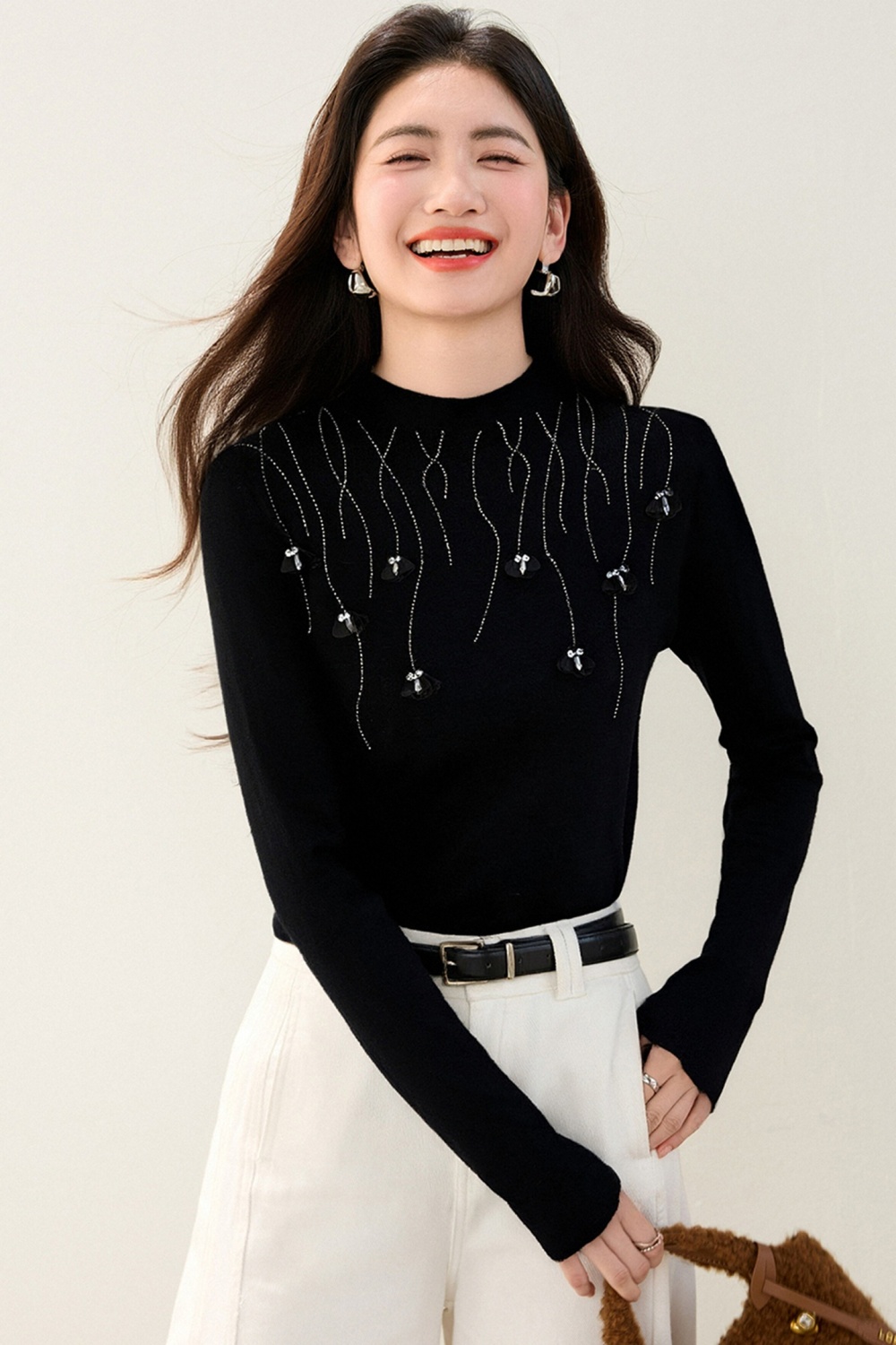 Temperament knitted Korean style tops for women