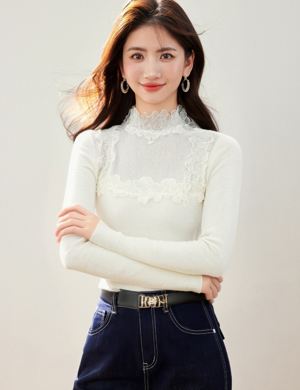 Half high collar tops autumn and winter bottoming shirt