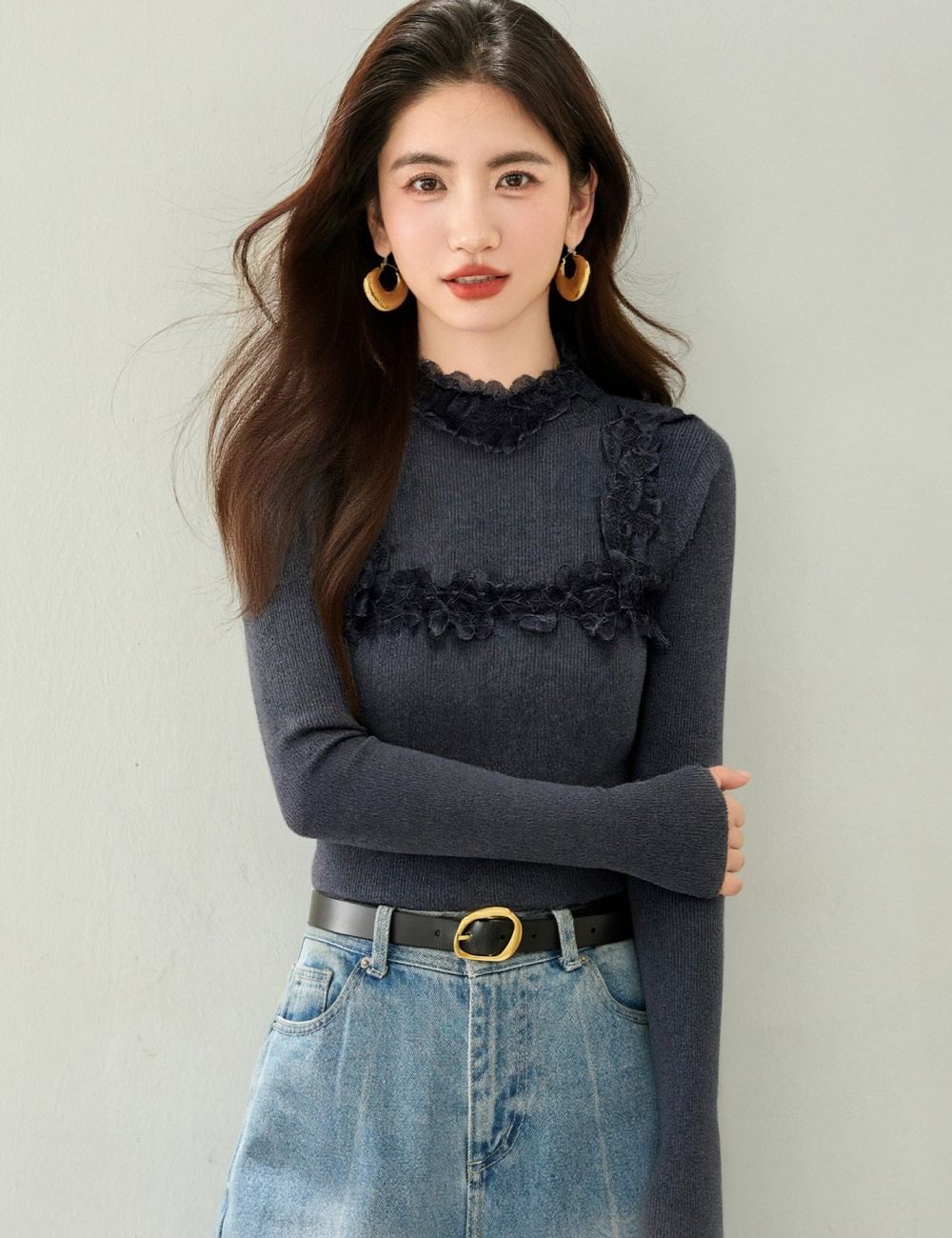 Half high collar tops autumn and winter bottoming shirt