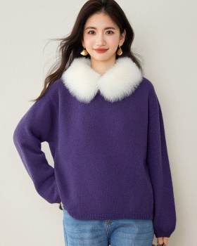 Fur collar tender sweater niche tops for women