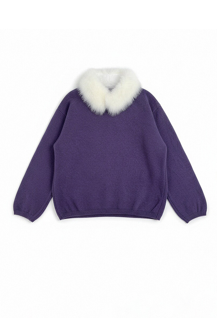 Fur collar tender sweater niche tops for women