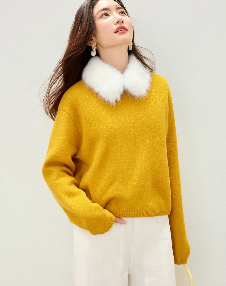 Fur collar tender sweater niche tops for women