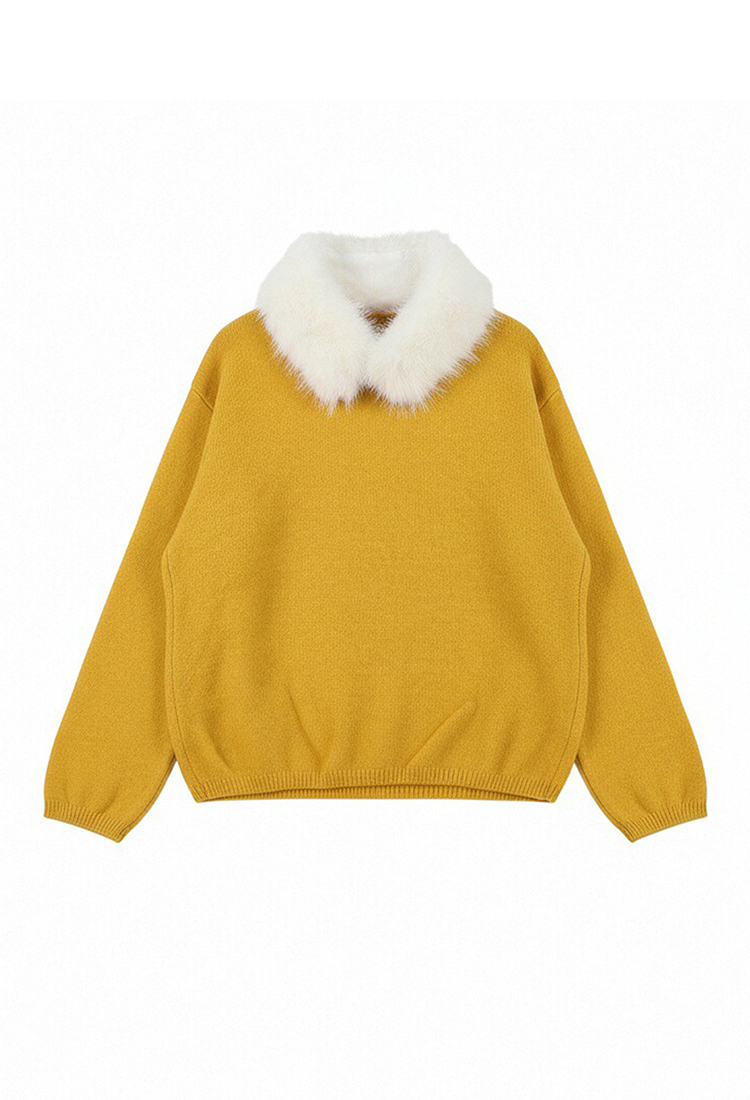 Fur collar tender sweater niche tops for women