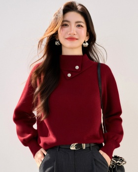 Knitted half high collar all-match Korean style slim tops