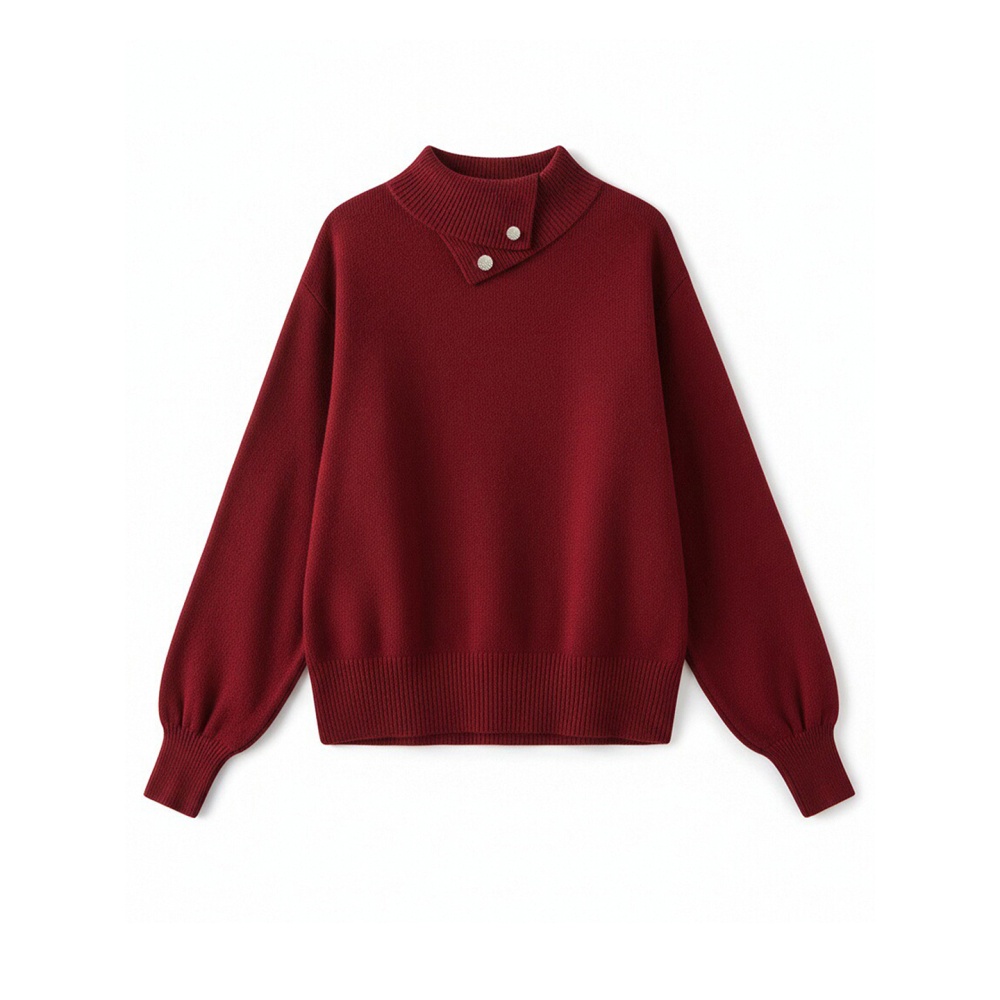 Knitted half high collar all-match Korean style slim tops