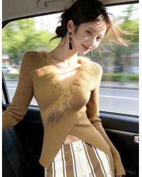 Elmo cross tops long sleeve knitted bottoming shirt