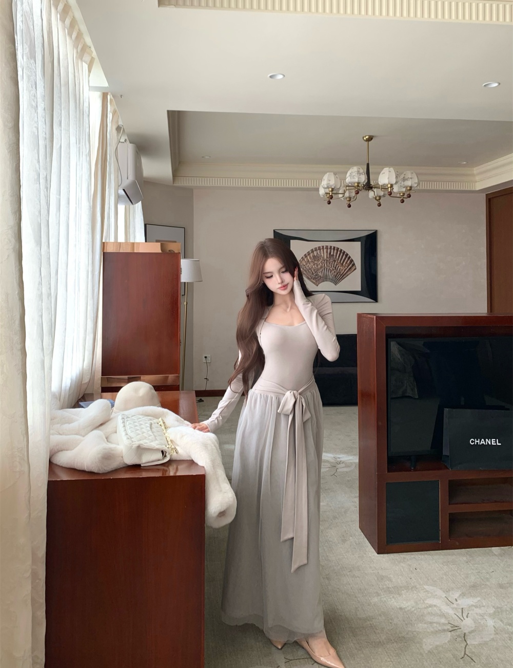 Autumn and winter with chest pad jumpsuit gauze waistcoat