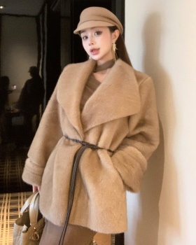 Plush fur coat large lapel coat