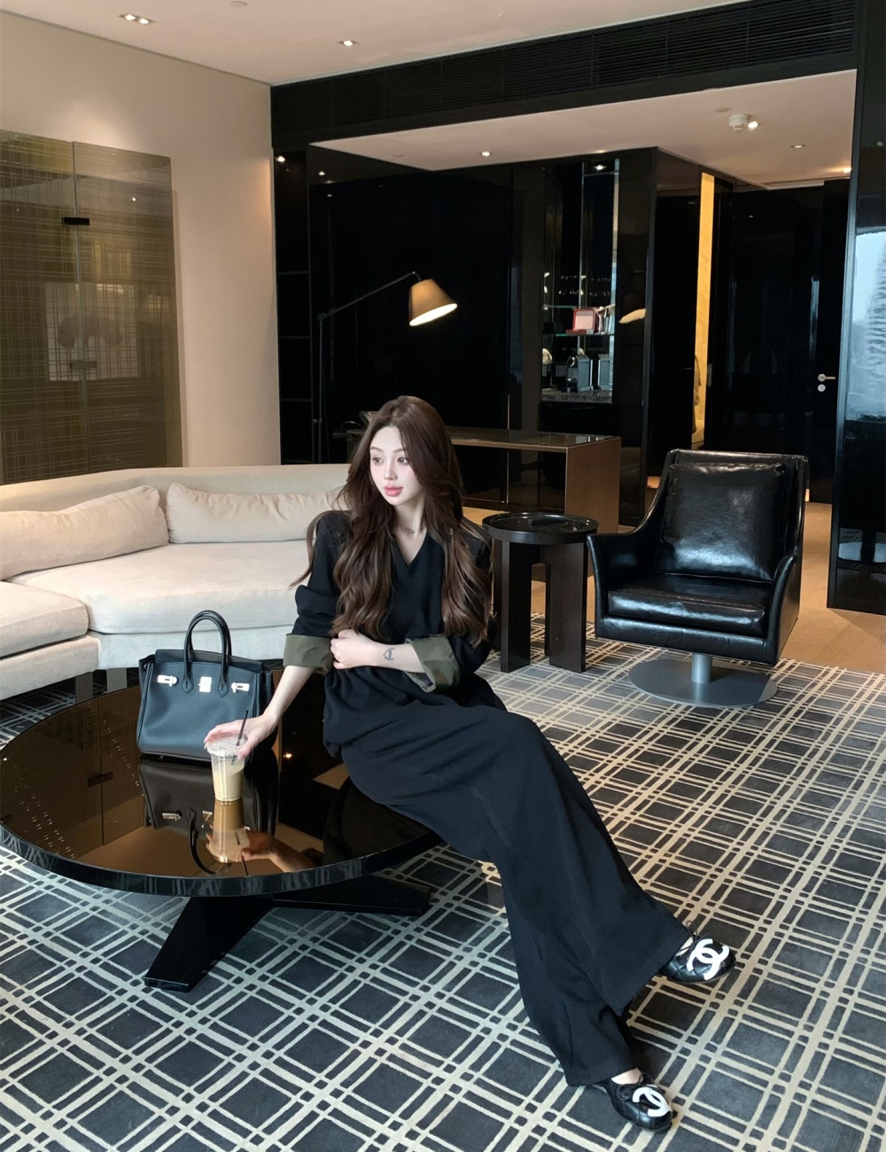 Streamer cuff tops plus velvet loose wide leg pants 3pcs set