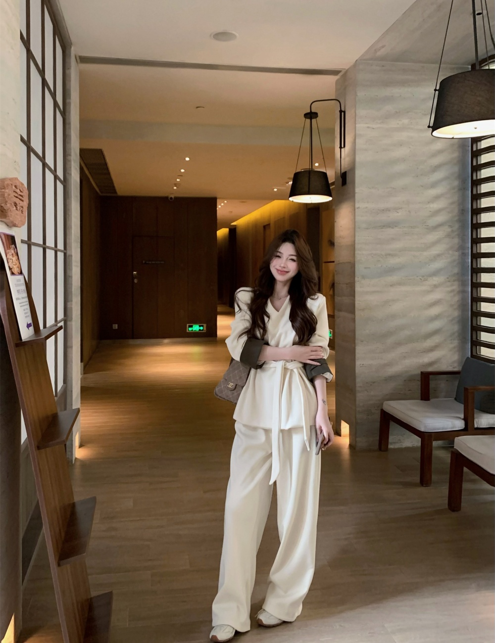 Streamer cuff tops plus velvet loose wide leg pants 3pcs set