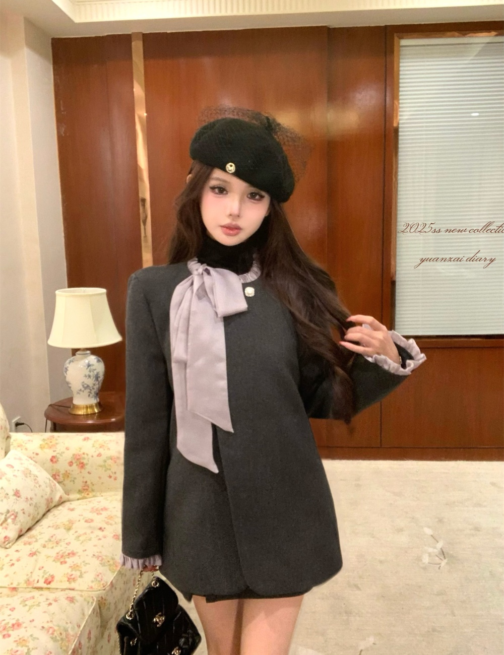 Light luxury skirt streamer coat 2pcs set