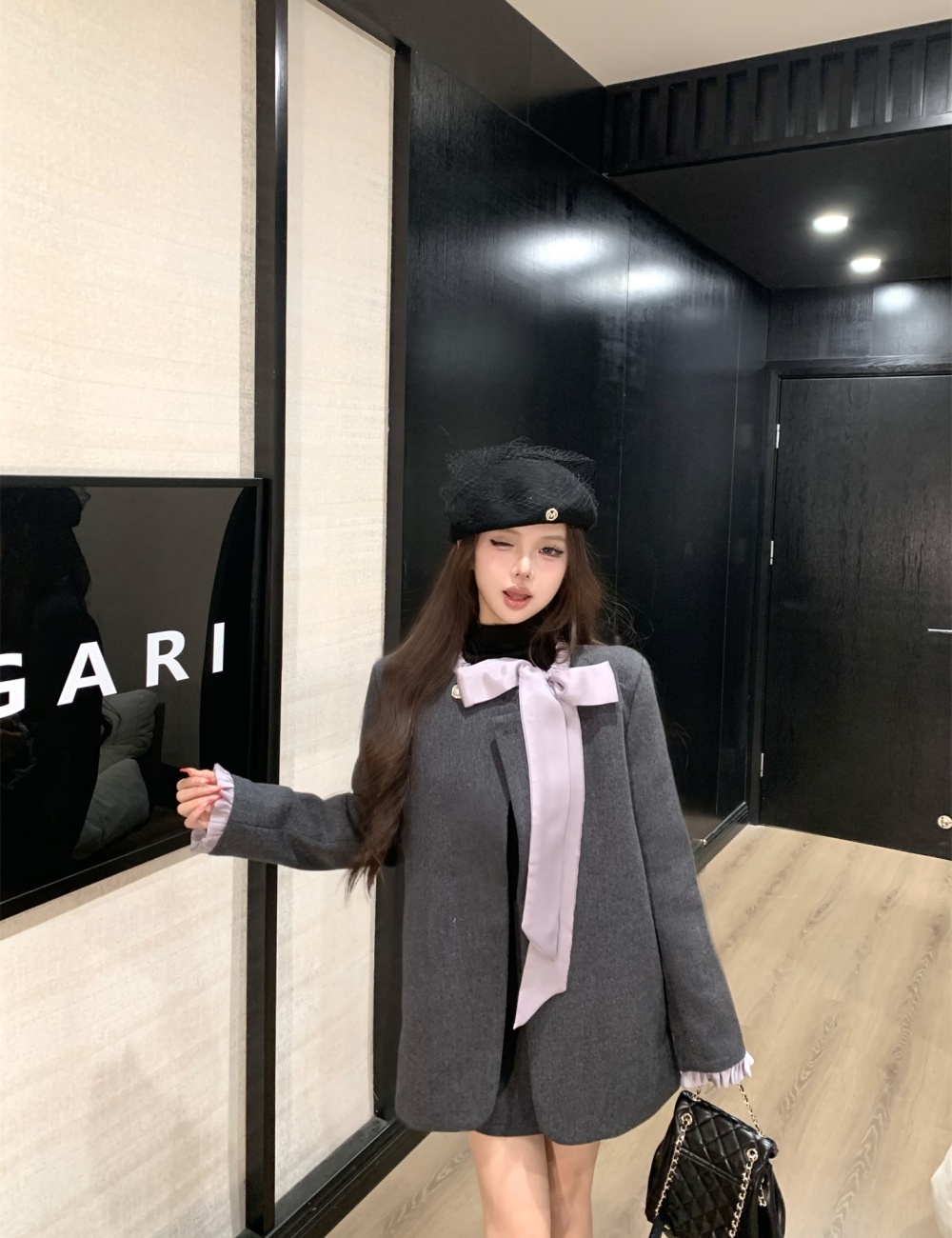 Light luxury skirt streamer coat 2pcs set