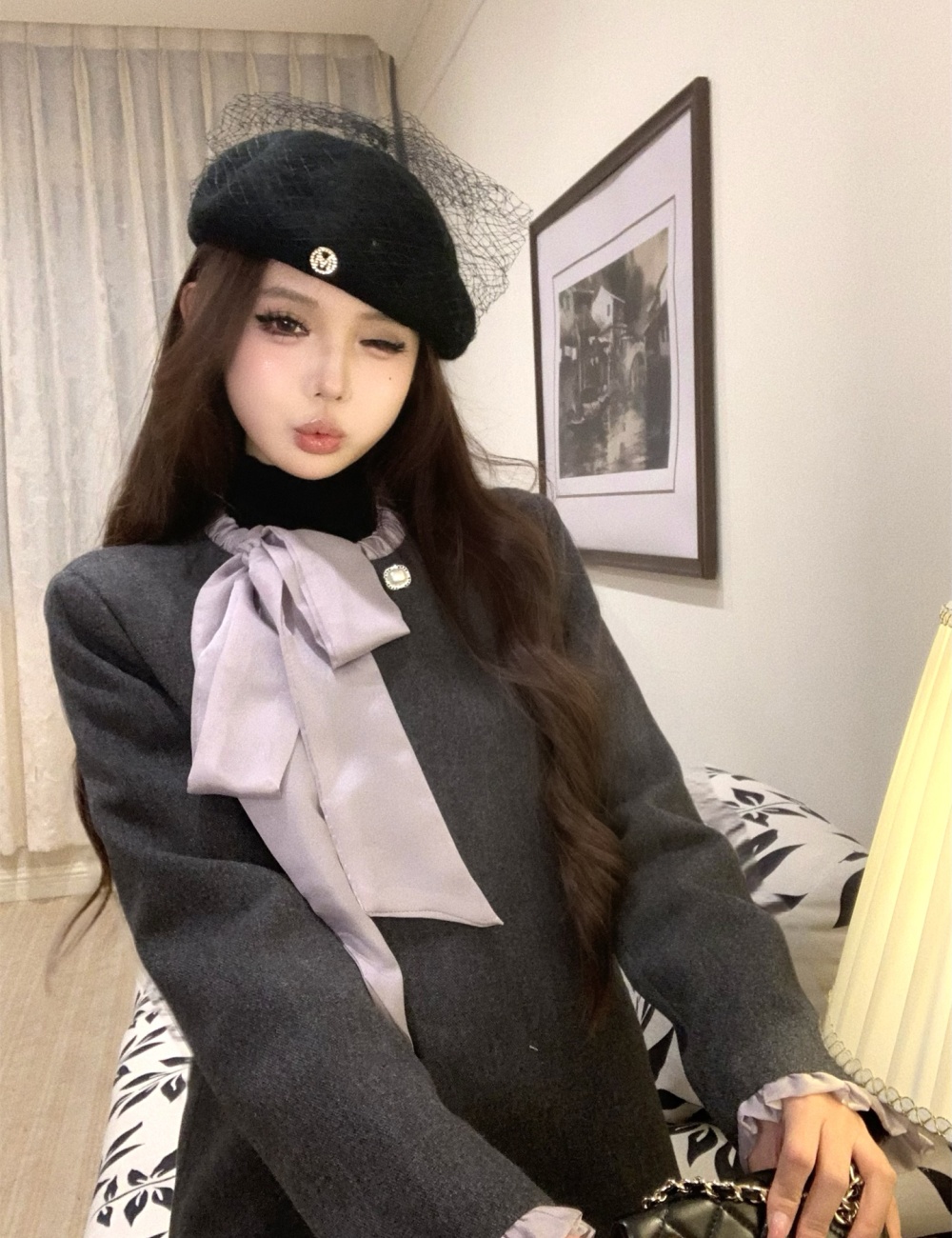 Light luxury skirt streamer coat 2pcs set