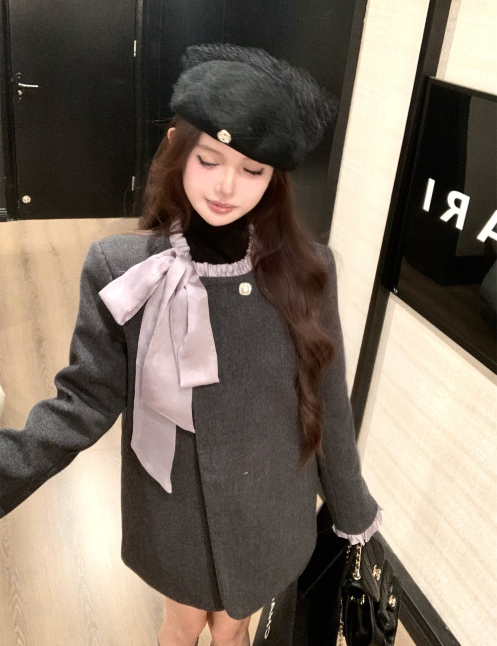 Light luxury skirt streamer coat 2pcs set