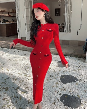 Bottoming winter dress chanelstyle sweater dress for women