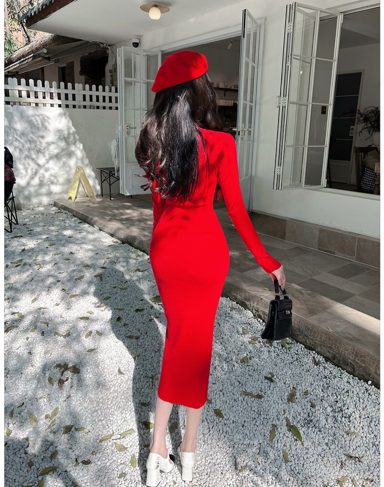 Bottoming winter dress chanelstyle sweater dress for women